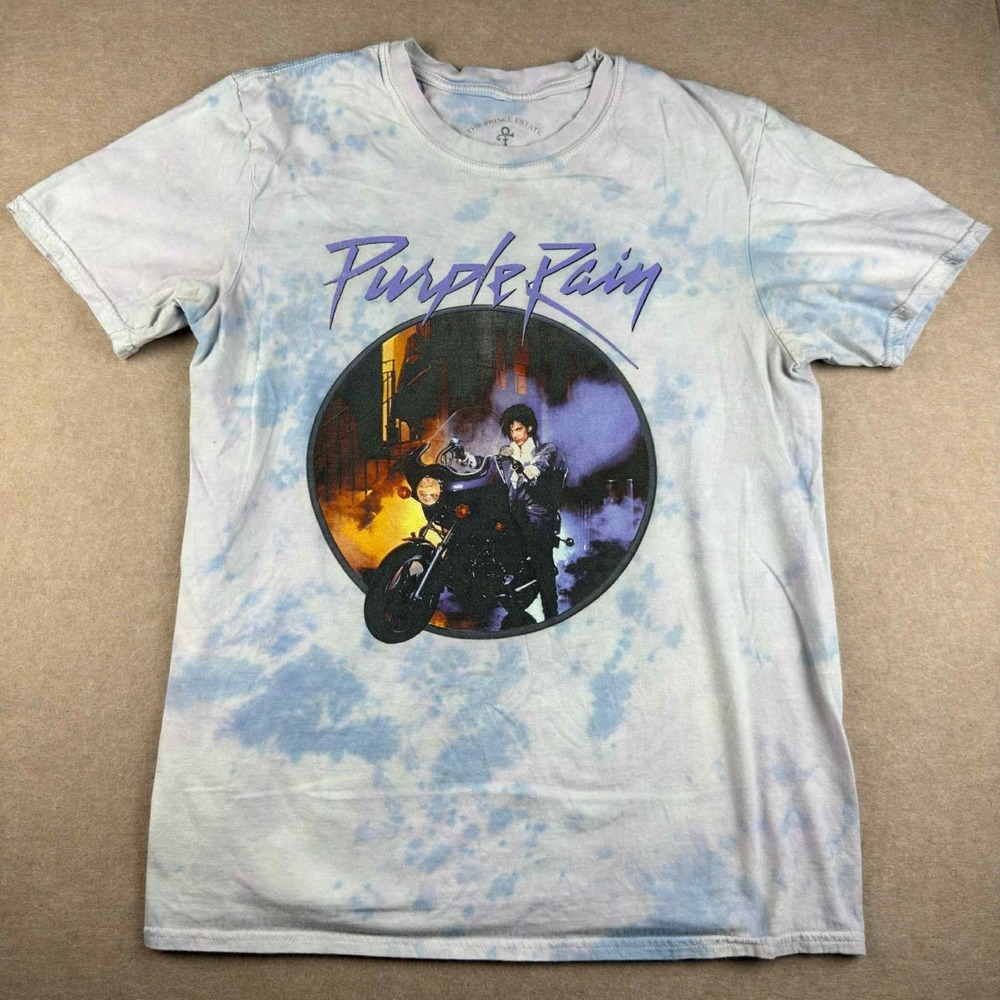Prince Purple Rain T-Shirt Men's Large Blue‎ Tie Dye Graphic Music Band Tee